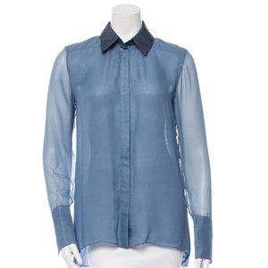 J. MENDEL Blue Silk Button-Up Blouse S